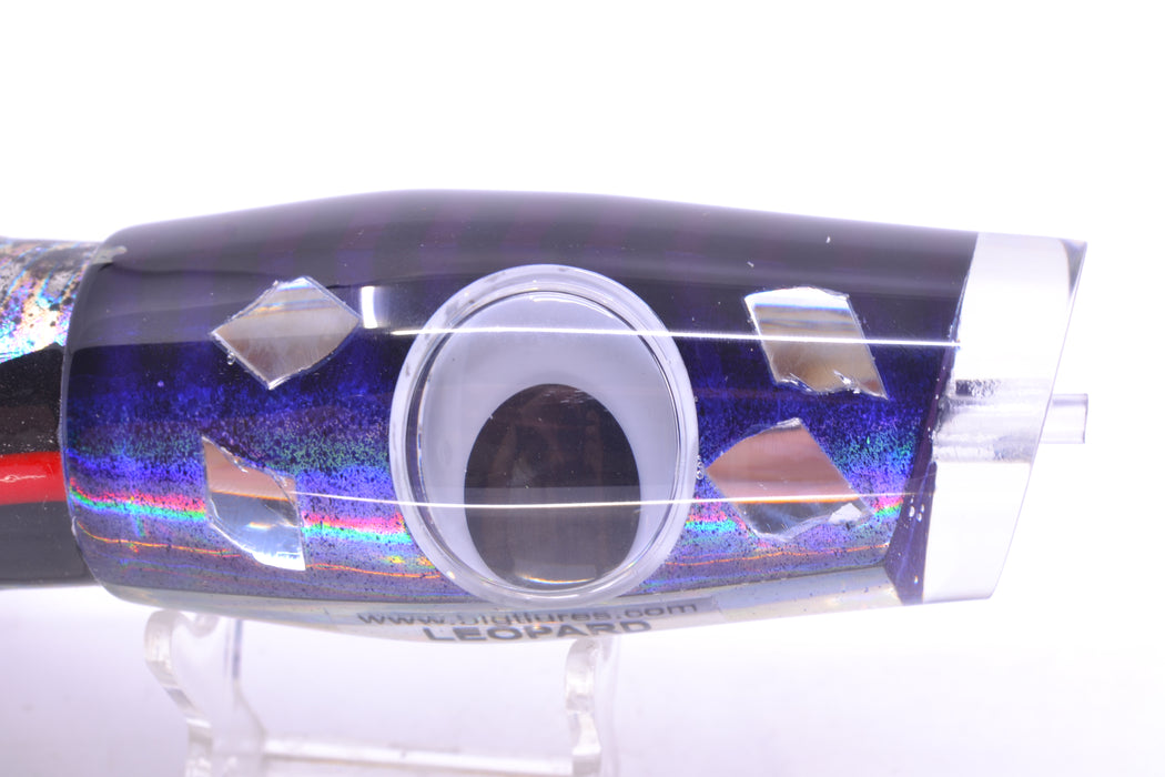 Big T Lures Purple-Silver Pearl Cracked Glass Leopard 12" 10.7oz Skirted Black Aurora Dots