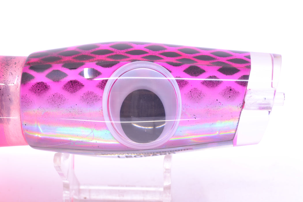 Big T Lures Pink-Silver Pearl Black Diamonds Leopard 12" 10.7oz Skirted Clear-Black Stripes/Pink GZE
