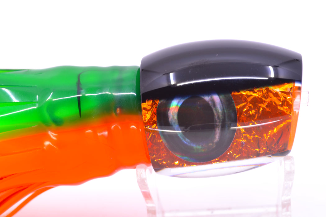 Moyes Lures Orange Rainbow Dichro Black Back Medium Blaster 12" 6oz Skirted Guacamaya