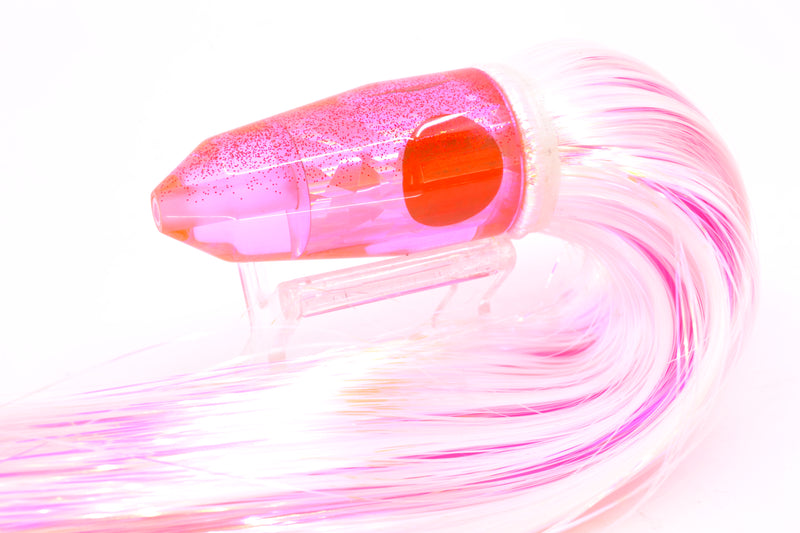 TANTRUM Lures Pink Rainbow Flake Red Back Medium Bullet 9" 7oz Strobez White/Pink