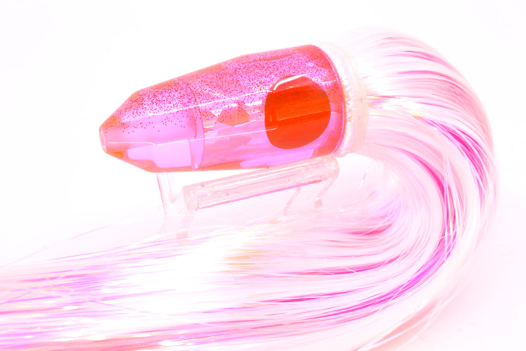 TANTRUM Lures Pink Rainbow Flake Red Back Medium Bullet 9" 7oz Strobez White/Pink