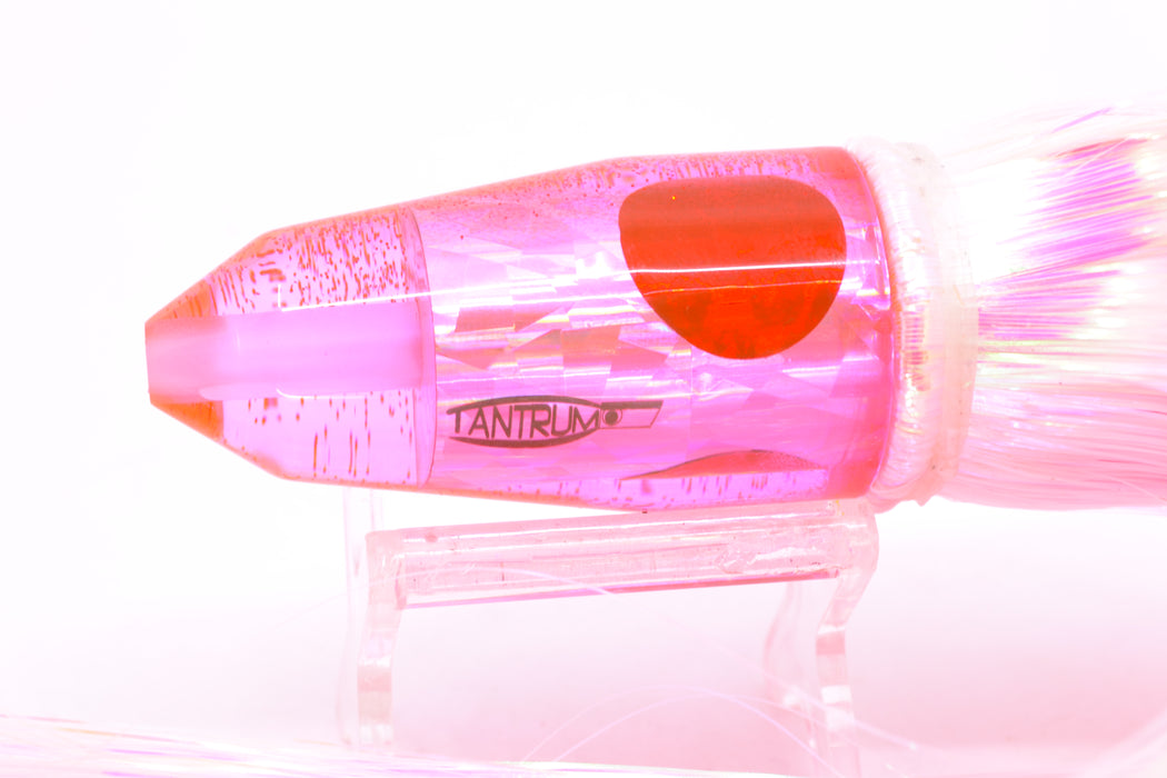 TANTRUM Lures Pink Rainbow Flake Red Back Medium Bullet 9" 7oz Strobez White/Pink