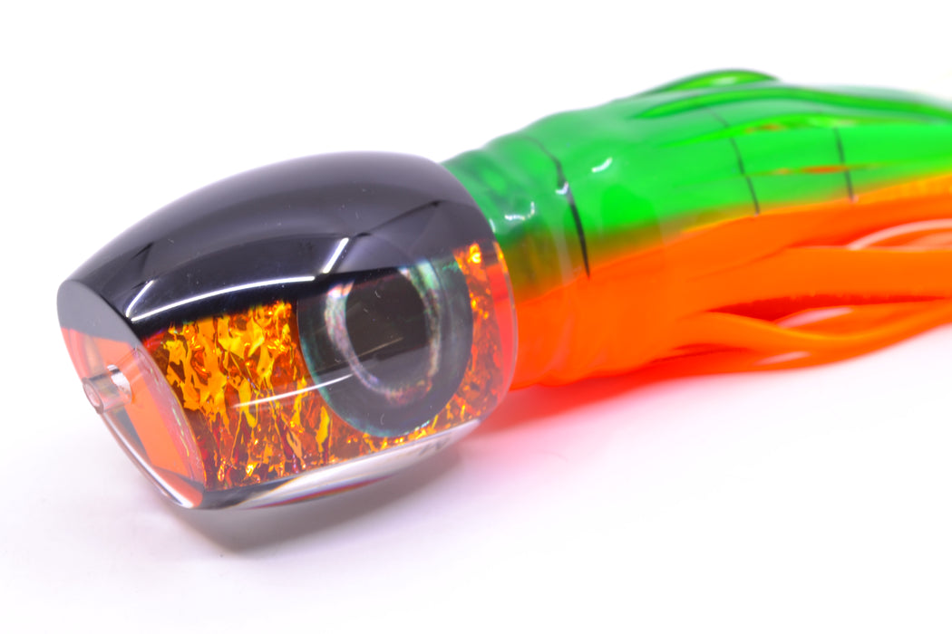 Moyes Lures Orange Rainbow Dichro Black Back Medium Blaster 12" 6oz Skirted Guacamaya