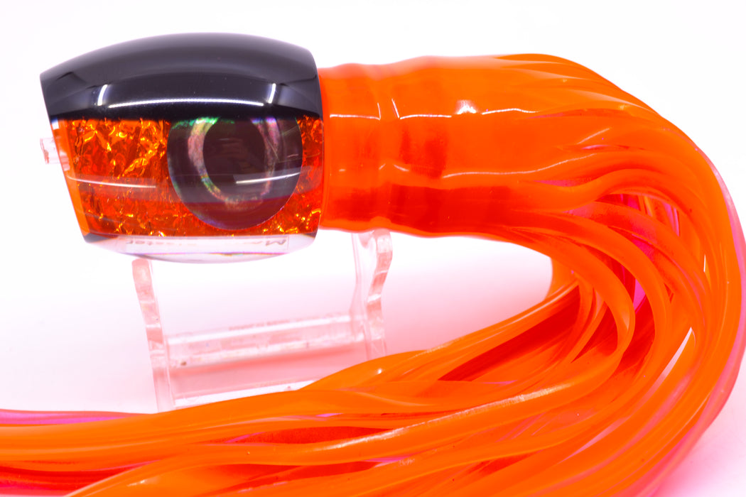 Moyes Lures Orange Rainbow Dichro Black Back Medium Blaster 12" 6oz Skirted Orange/Pink