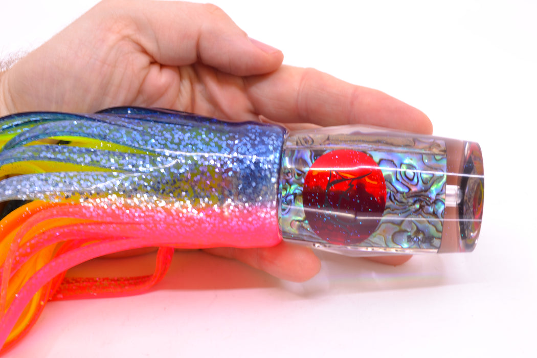 Bonze Lures Paua Shell Red Eyes Islander 12" 8oz Skirted Blue-Pink/Chartreuse
