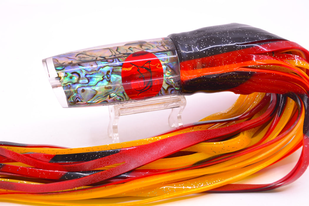 Bonze Lures Paua Shell Red Eyes Kahawai 12" 8.2oz Skirted Black-Orange-Red