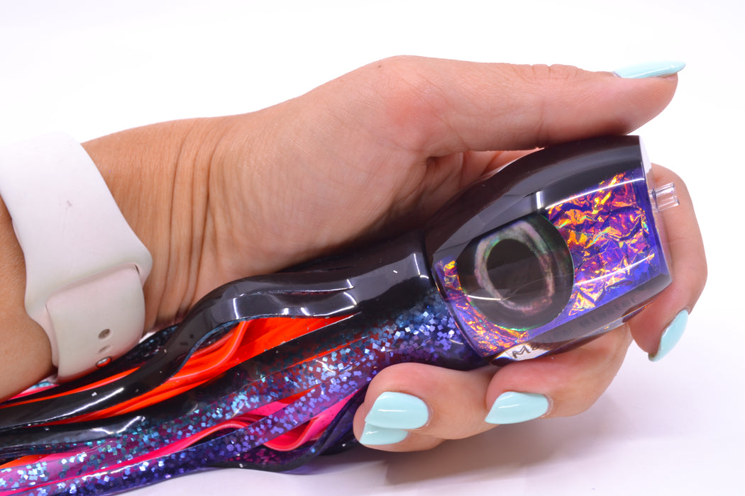 Moyes Lures Purple-Pink Dichro Black Back Taxi Eyes Medium Blaster 12" 6oz Skirted