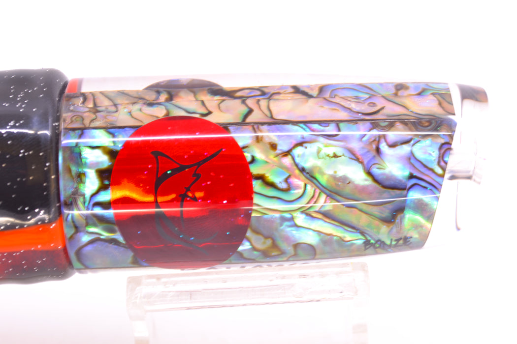 Bonze Lures Paua Shell Red Eyes Kahawai 12" 8.2oz Skirted Black-Orange-Red