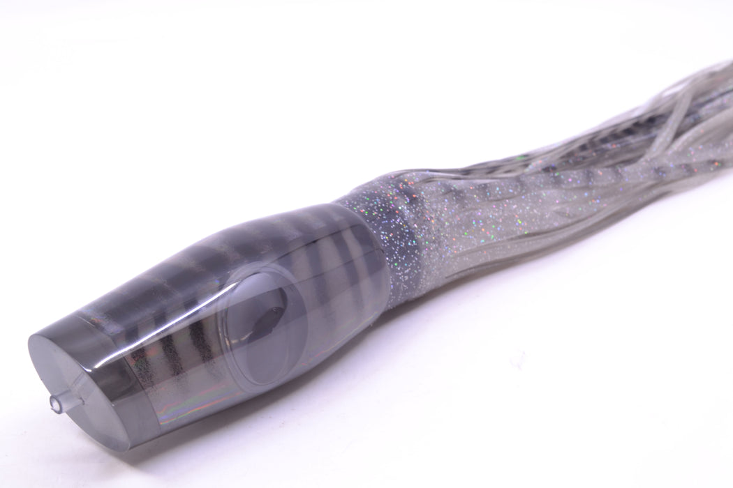 Big T Lures Smoke Rainbow Mackerel Leopard 12" 10.7oz Skirted Gray with Black Stripes GZE