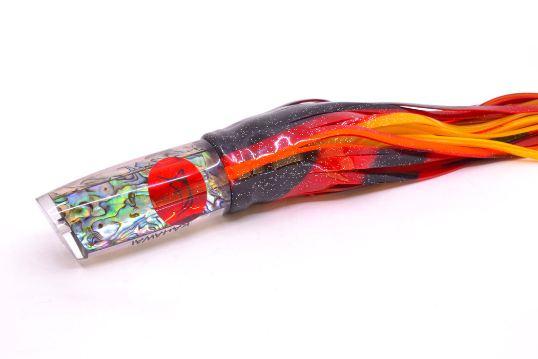 Bonze Lures Paua Shell Red Eyes Kahawai 12" 8.2oz Skirted Black-Orange-Red