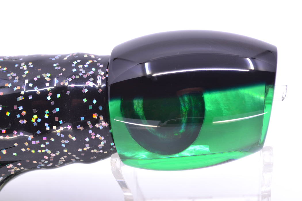 Moyes Lures Green MOP Black Back Taxi Eyes Medium Blaster 12" 6oz Skirted Black/Green
