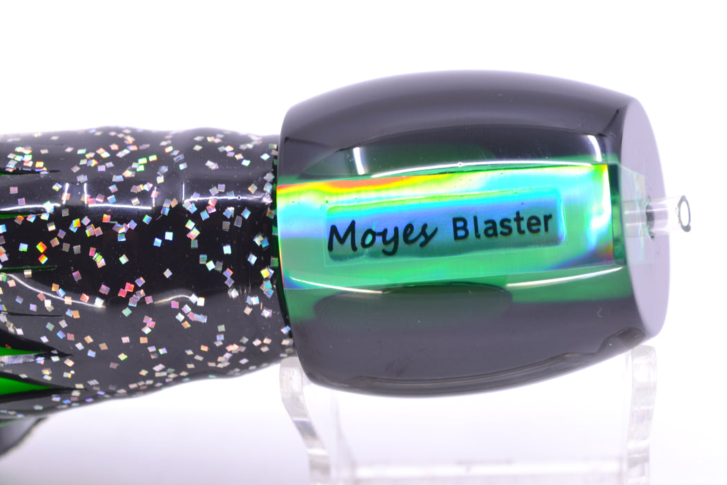 Moyes Lures Green MOP Black Back Taxi Eyes Medium Blaster 12" 6oz Skirted Black/Green