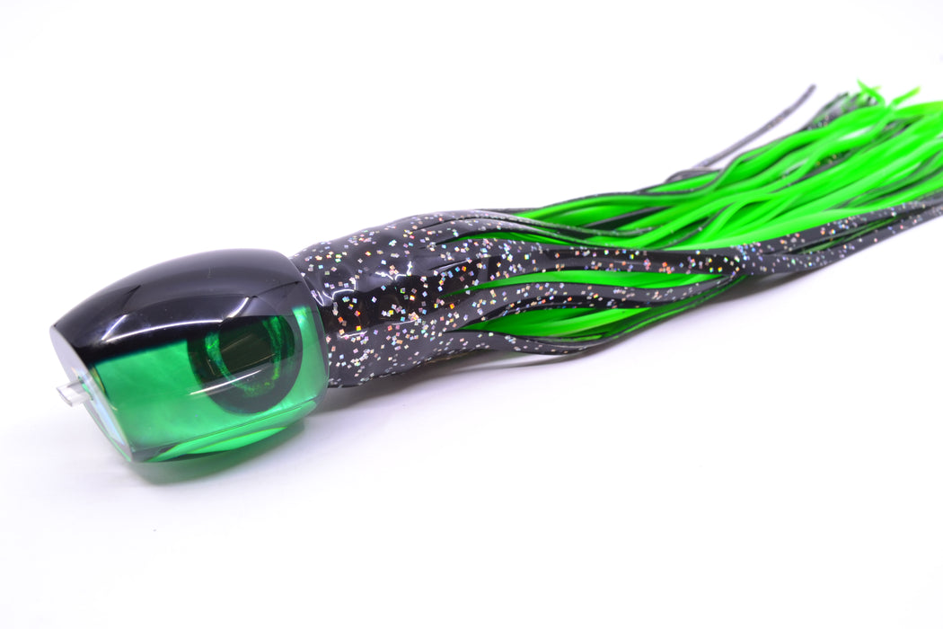 Moyes Lures Green MOP Black Back Taxi Eyes Medium Blaster 12" 6oz Skirted Black/Green