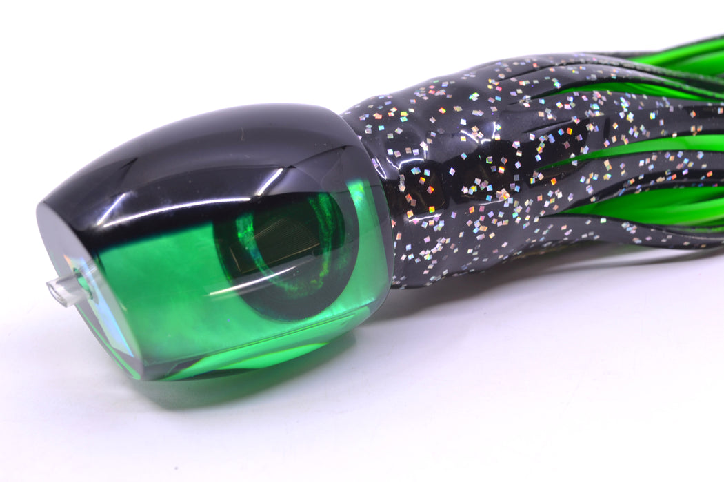 Moyes Lures Green MOP Black Back Taxi Eyes Medium Blaster 12" 6oz Skirted Black/Green