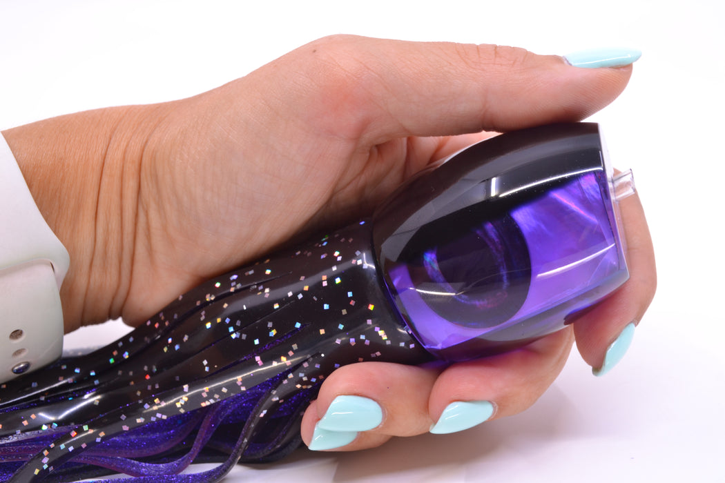 Moyes Lures Purple MOP Black Back Taxi Eyes Medium Blaster 12" 6oz Skirted Black/Purple