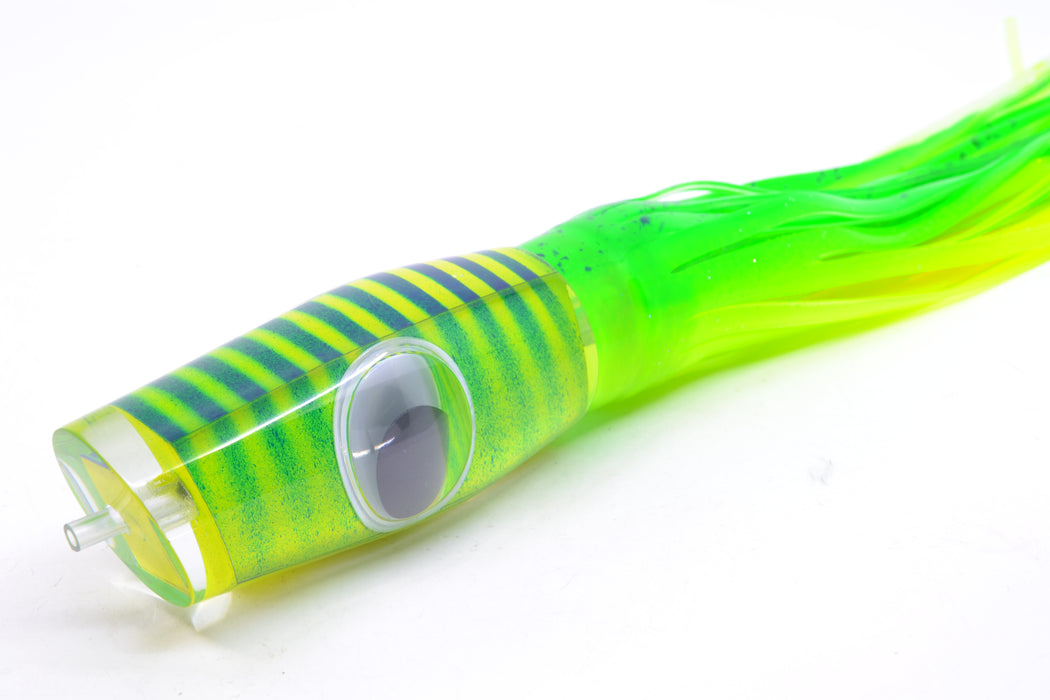 Big T Lures Yellow Pearl Blue Striped Back Leopard 12" 10.7oz Skirted Green Splatter-Chartreuse GZE