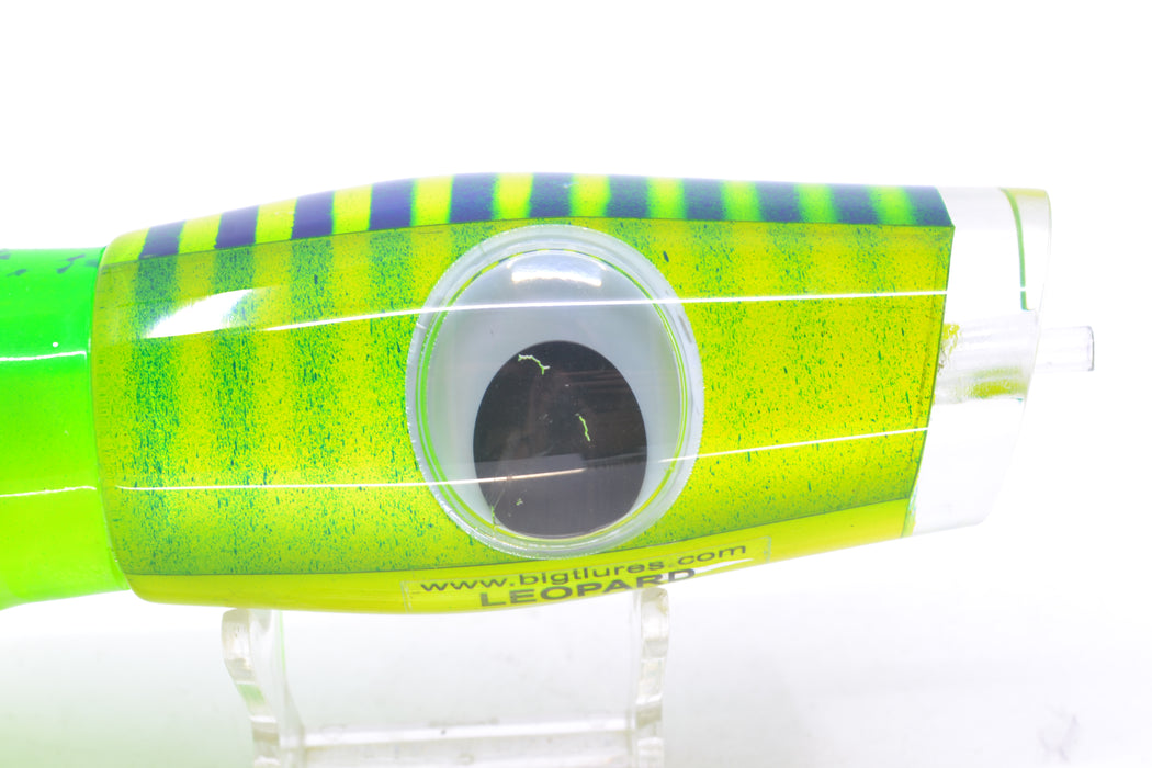 Big T Lures Yellow Pearl Blue Striped Back Leopard 12" 10.7oz Skirted Green Splatter-Chartreuse GZE