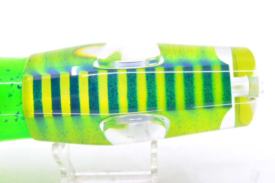 Big T Lures Yellow Pearl Blue Striped Back Leopard 12" 10.7oz Skirted Green Splatter-Chartreuse GZE