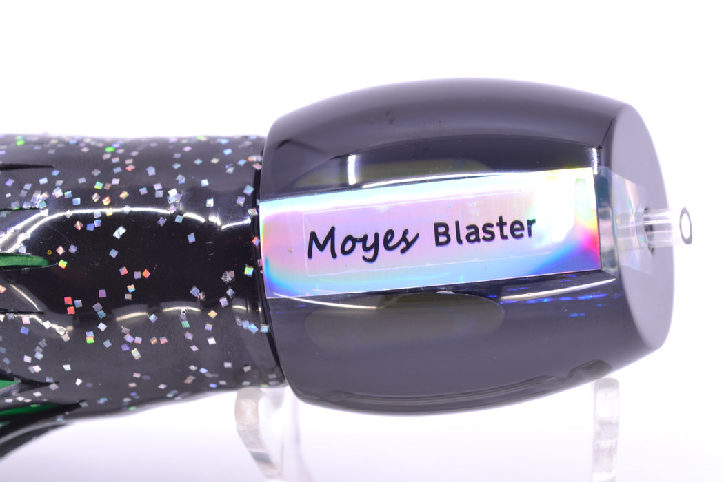 Moyes Lures Blue-Green Oil Slick Black Back Taxi Eyes Medium Blaster 12" 6oz Skirted Black