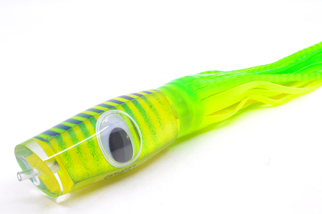 Big T Lures Yellow Pearl Blue Striped Back Leopard 12" 10.7oz Skirted Green Stripes-Chartreuse GZE