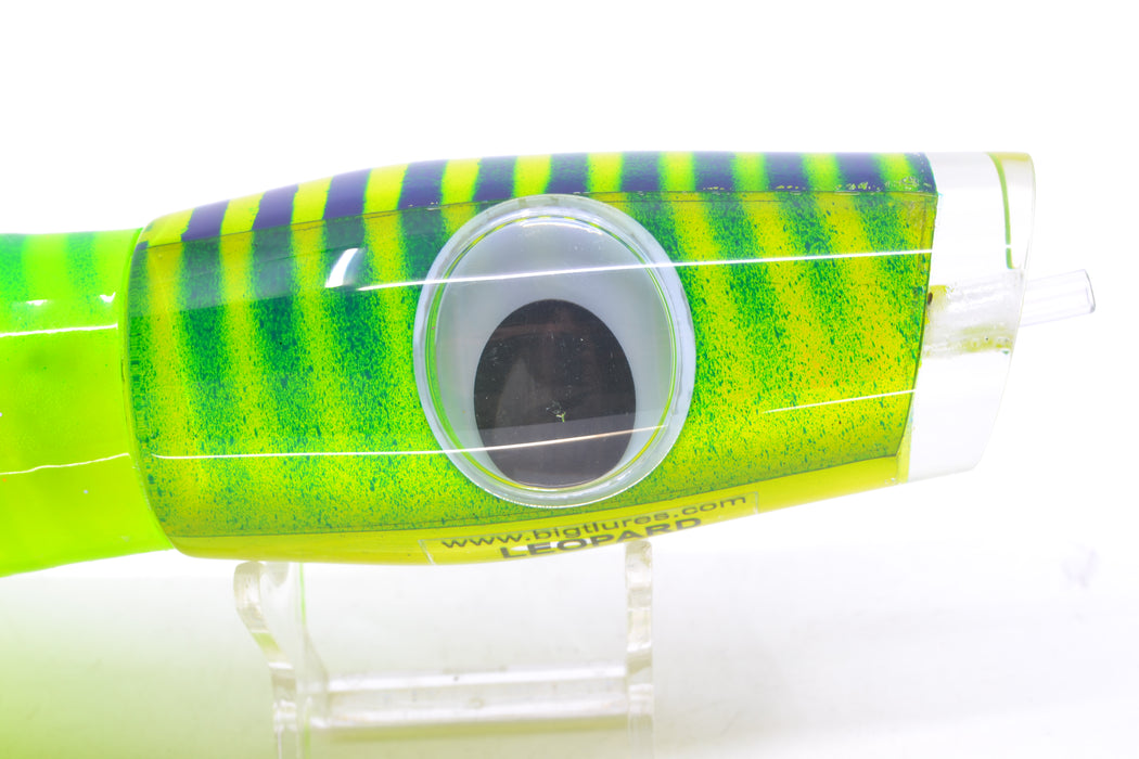 Big T Lures Yellow Pearl Blue Striped Back Leopard 12" 10.7oz Skirted Green Stripes-Chartreuse GZE