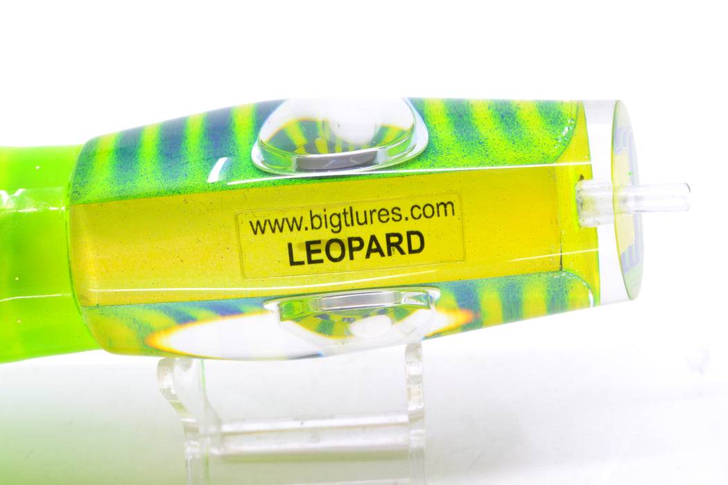 Big T Lures Yellow Pearl Blue Striped Back Leopard 12" 10.7oz Skirted Green Stripes-Chartreuse GZE