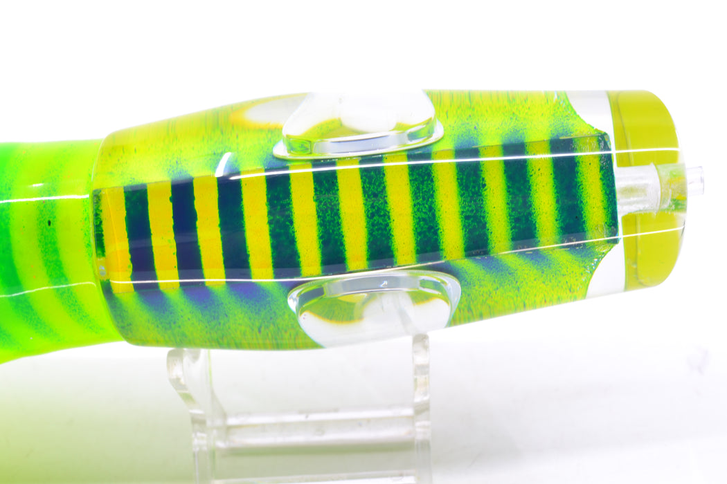 Big T Lures Yellow Pearl Blue Striped Back Leopard 12" 10.7oz Skirted Green Stripes-Chartreuse GZE
