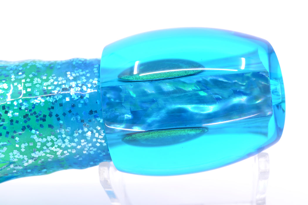 Moyes Lures Ice Blue Awabi Taxi Eyes Medium Blaster 12" 6oz Skirted Ice Blue/Green