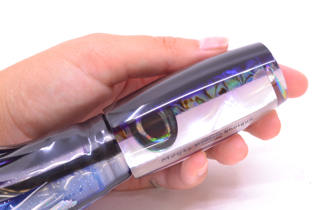 Moyes Lures Skipjack Paua-MOP Black-Purple Back Medium Shotgun 10" 6.2oz Skirted GZE