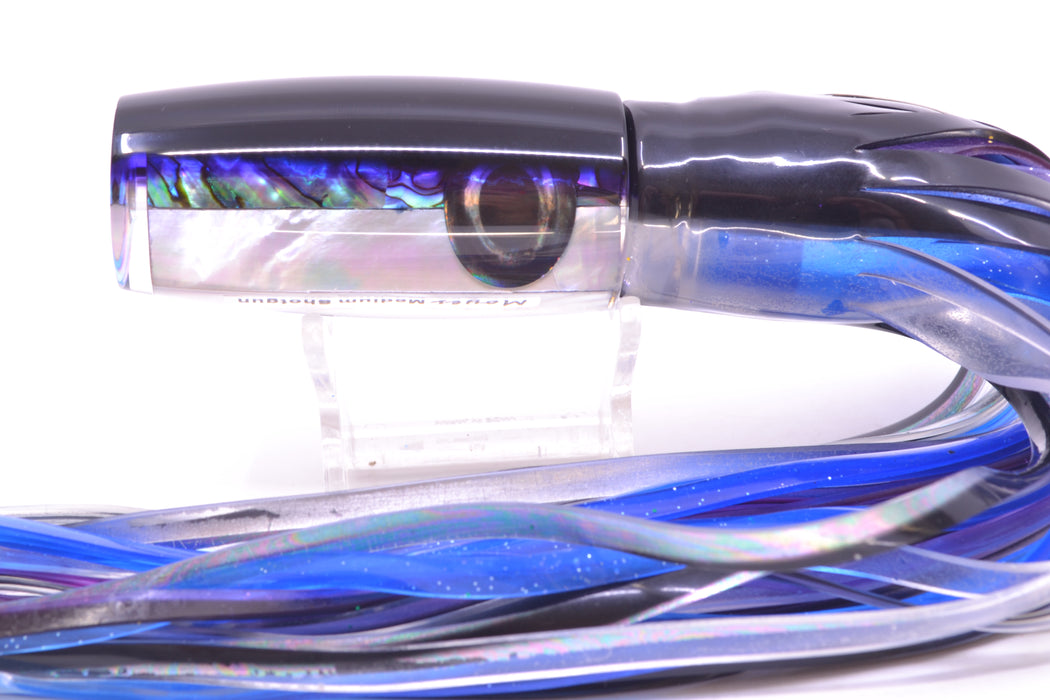 Moyes Lures Skipjack Paua-MOP Black-Purple Back Medium Shotgun 10" 6.2oz Skirted GZE