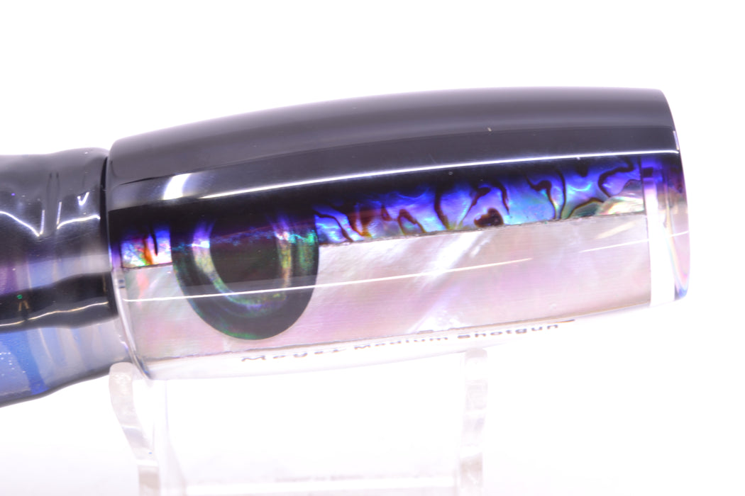 Moyes Lures Skipjack Paua-MOP Black-Purple Back Medium Shotgun 10" 6.2oz Skirted GZE