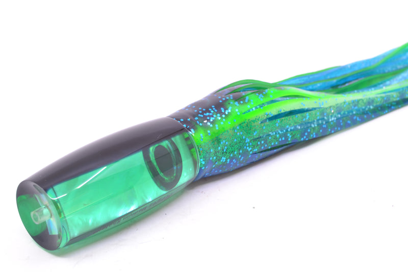 Moyes Lures Green MOP Black Back Medium Shotgun 10" 6.2oz Skirted Black Dots-Blue Dots