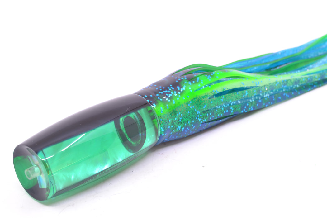 Moyes Lures Green MOP Black Back Medium Shotgun 10" 6.2oz Skirted Black Dots-Blue Dots GZE