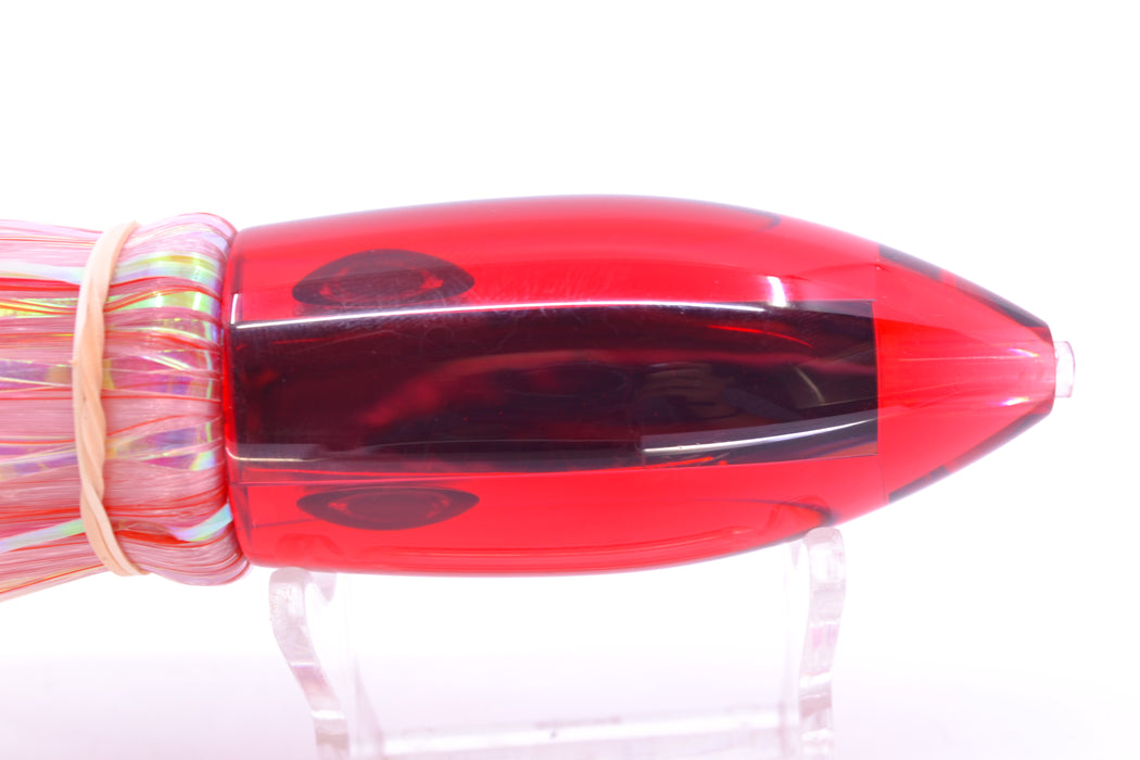 Moyes Lures Red Mirrored Medium Ono Bullet 9" 5.5oz Skirted Mixed Red-White Hair