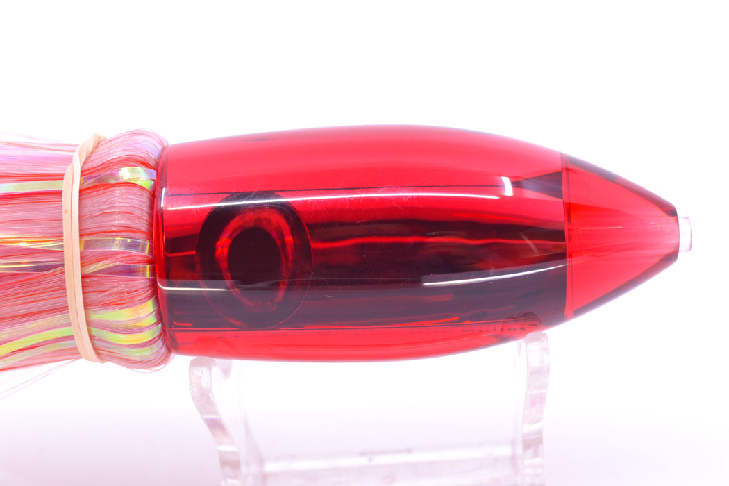 Moyes Lures Red Mirrored Medium Ono Bullet 9" 5.5oz Skirted Mixed Red-White Hair