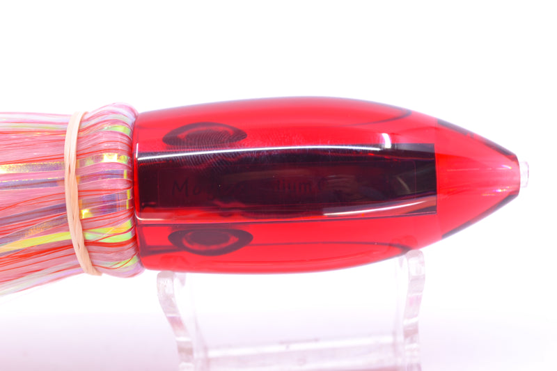 Moyes Lures Red Mirrored Medium Ono Bullet 9" 5.5oz Skirted Mixed Red-White Hair