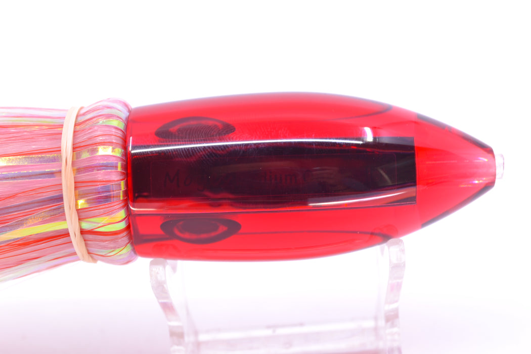 Moyes Lures Red Mirrored Medium Ono Bullet 9" 5.5oz Skirted Mixed Red-White Hair