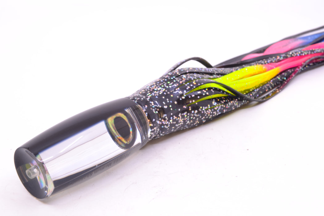Moyes Lures Clear Mirrored Black Back Medium Shotgun 10" 6.2oz Skirted Black/Rainbow GZE