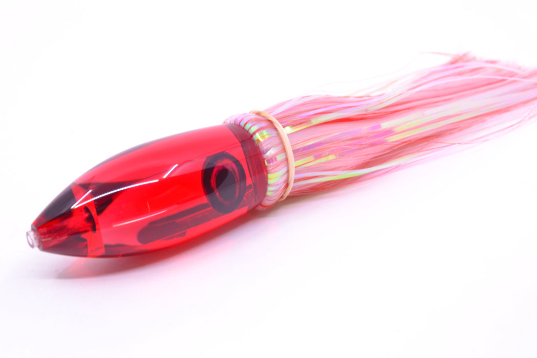 Moyes Lures Red Mirrored Medium Ono Bullet 9" 5.5oz Skirted Mixed Red-White Hair