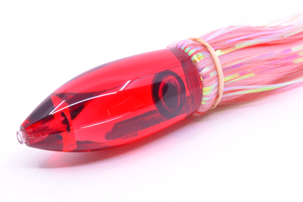 Moyes Lures Red Mirrored Medium Ono Bullet 9" 5.5oz Skirted Mixed Red-White Hair