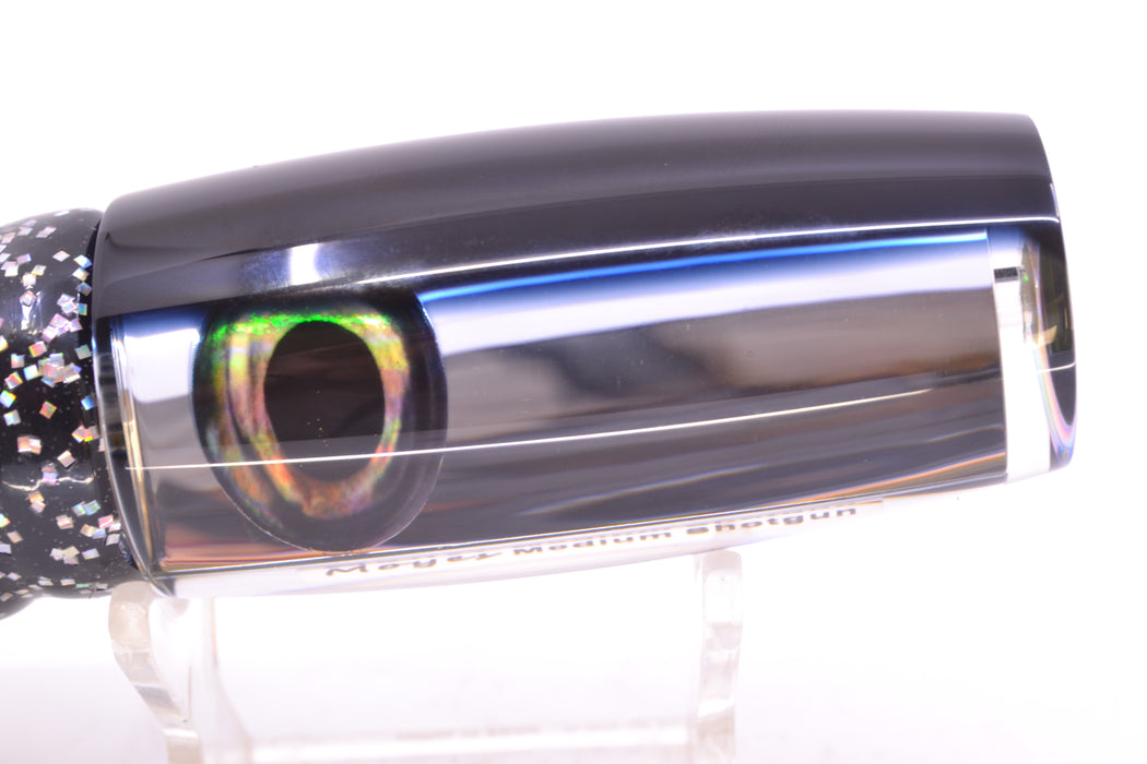 Moyes Lures Clear Mirrored Black Back Medium Shotgun 10" 6.2oz Skirted Black/Rainbow GZE