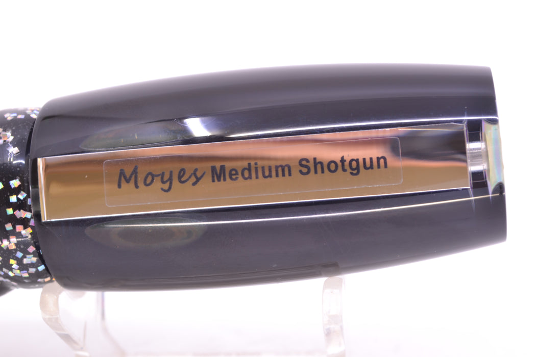 Moyes Lures Clear Mirrored Black Back Medium Shotgun 10" 6.2oz Skirted Black/Rainbow GZE