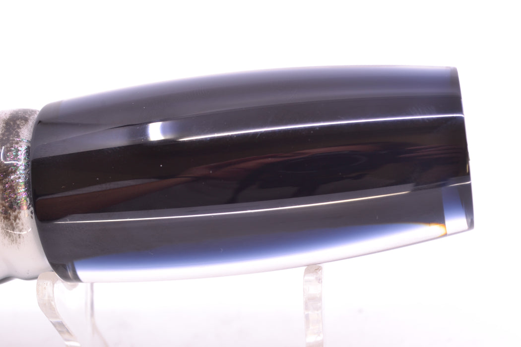 Moyes Lures Black Pearl Black Back Medium Shotgun 10" 6.2oz Skirted White Aurora GZE