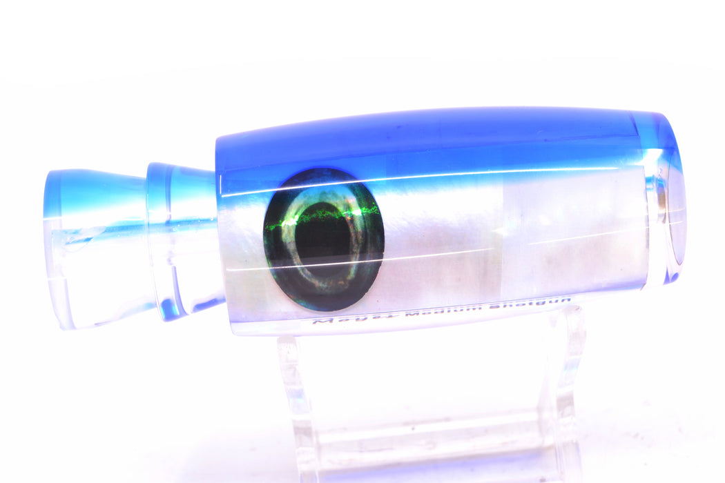Moyes Lures White MOP Blue Back Taxi Eyes Medium Shotgun 10" 3.3oz GZE