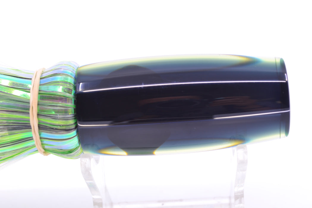 Moyes Lures Clear Mirrored Black-Green Back Small Shotgun 9" 2.5oz Skirted Mixed Hair