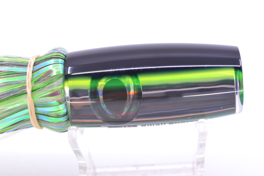 Moyes Lures Clear Mirrored Black-Green Back Small Shotgun 9" 2.5oz Skirted Mixed Hair