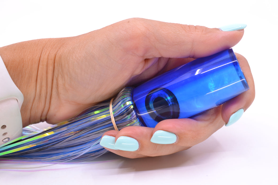 Moyes Lures Ice Blue MOP Blue Back Small Shotgun 9" 2.5oz Skirted Mixed Hair