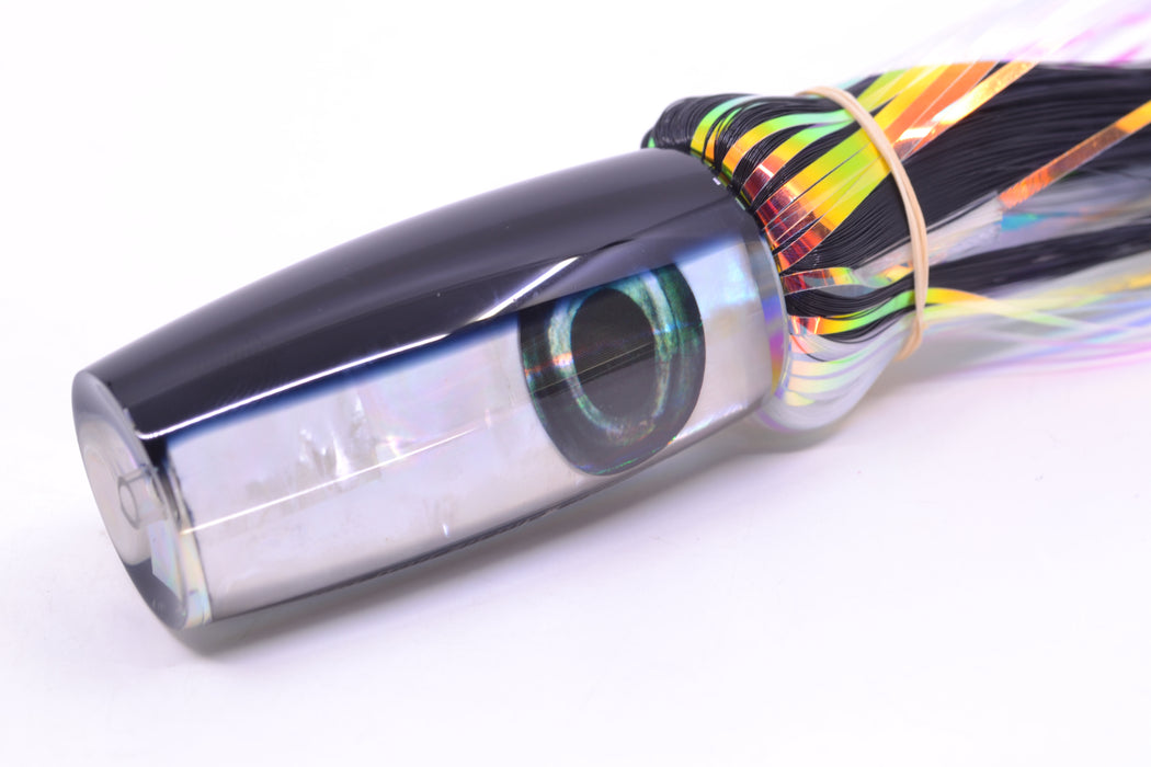 Moyes Lures White MOP Black Back Small Shotgun 9" 2.5oz Skirted Black-White Hair