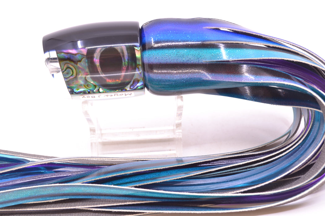 Moyes Lures Paua Shell Black Back Taxi Eyes Medium J-Boy 12" 5oz FT Vinyl Skipjack