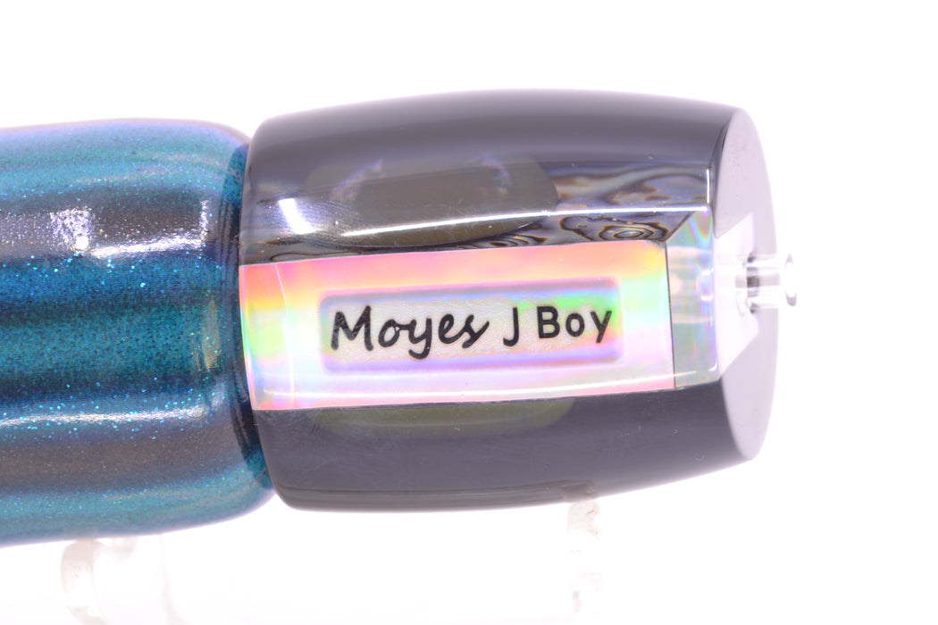 Moyes Lures Paua Shell Black Back Taxi Eyes Medium J-Boy 12" 5oz FT Vinyl Skipjack